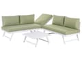 Miniatyrbilde 6 av 11: 5-seters loungesett Hvit ramme i aluminium Grønne sitteputer Hjørnesofa Salongbord Justerbare seter Moderne design Hagemøbler