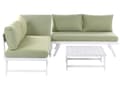 Miniatyrbilde 1 av 11: 5-seters loungesett Hvit ramme i aluminium Grønne sitteputer Hjørnesofa Salongbord Justerbare seter Moderne design Hagemøbler