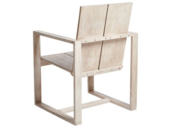 Utendørs spisegruppe Lyst akasietre 230 x 100 cm 6 stoler Off-white sitteputer Armlener Rustikk stil Hagemøbler