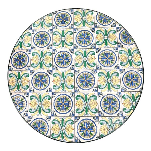 AXI Amélie Balkong Bistroset, 2 stolar 1 bord, Mosaik Veranda Bistroset Gul/Blå - Trädgårdsbistroset, Mosaik Bistrobord för Trädgård/Balkong/Terrass
