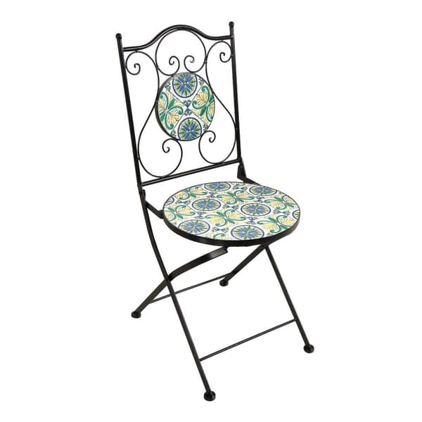 AXI Amélie Balkong Bistroset, 2 stolar 1 bord, Mosaik Veranda Bistroset Gul/Blå - Trädgårdsbistroset, Mosaik Bistrobord för Trädgård/Balkong/Terrass