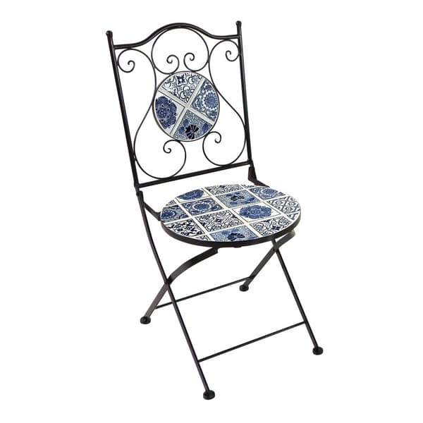 AXI Amélie Balcony Bistro Set, 2 tuolia 1 pöytä, Mosaic Veranda Bistro Set Delft Blue - Puutarha Bistro Set, Mosaiikki Bistro pöytä
