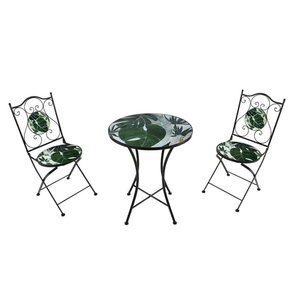 AXI Amélie Balcony Bistro Set, 2 tuolia 1 pöytä, Mosaic Veranda Bistro Set Tropical Green - Puutarha Bistro Set, Mosaiikki Bistro pöytä