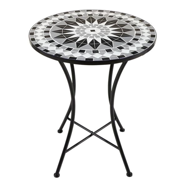 AXI Amélie Bistroset Balkong, 2 stolar 1 bord, Svart/Vit Mosaik Veranda Bistro Set - Bistro Set Trädgård, Mosaik Bistro Bord för