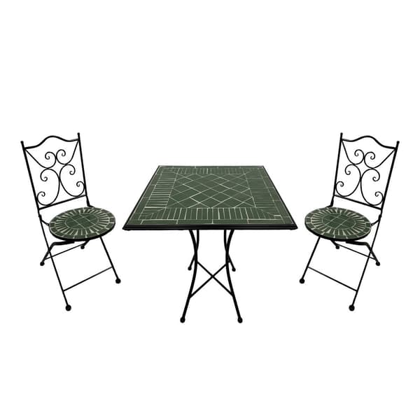 AXI Camilla Bistrosetti Parveke, 2 tuolia 1 pöytä, Mosaiikki Veranda Bistrosetti, Tummanvihreä - Bistrosetti Puutarha, Mosaiikki Bistropöytä