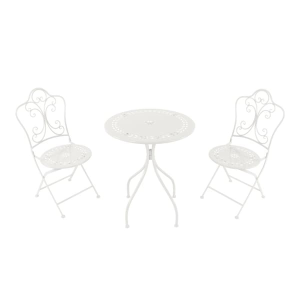 AXI Marilou Balkong Bistroset, 2 stolar 1 bord, Veranda Bistroset Vit - Trädgårdsbistroset, Mosaic Bistrobord för Trädgård/Balkong/Terrass