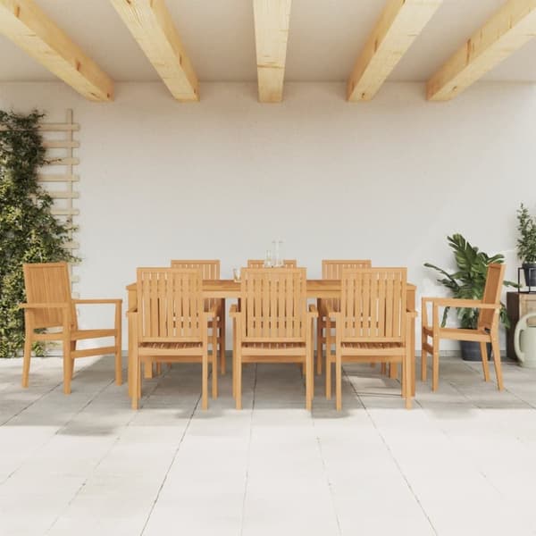 Matgrupp för trädgården 9 delar massivt teakträ