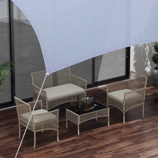Rootz 4 -stycken trädgårdsmöbler set - utomhus soffa - uteplats fåtöljer - väderbeständig - 100 cm x 56 cm x 80 cm soffa