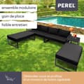 Miniatyrbild 2 av 4: Perel Aluminmöbelset för trädgård, uteservering för 8 personer, utomhus lounge, med bord och kuddar, för trädgård