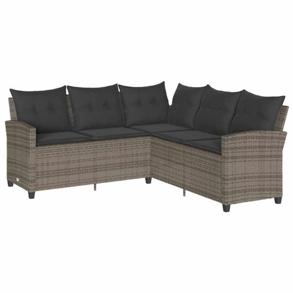 vidaXL L-formet sofa med hynder polyrattan grå