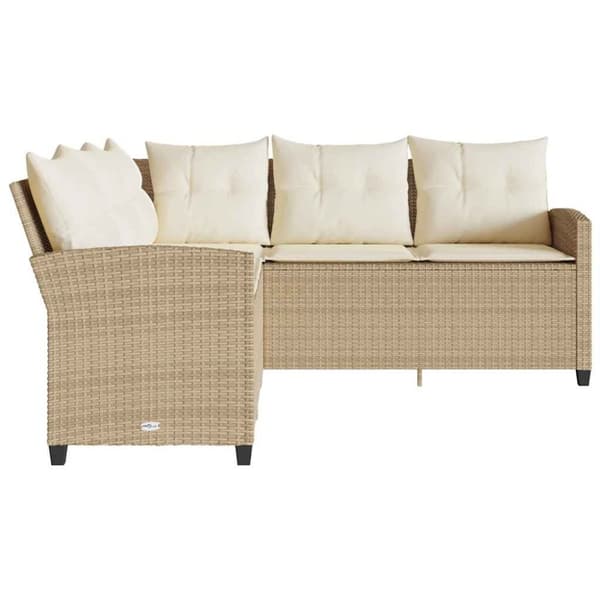 vidaXL L-formet sofa med hynder polyrattan beige