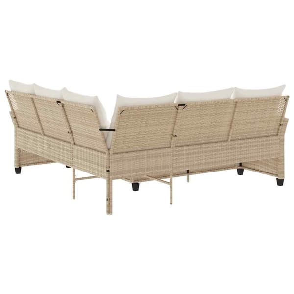 vidaXL L-formet sofa med hynder polyrattan beige