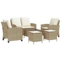 Miniatyrbillede 3 af 11: vidaXL sofasæt til haven 6 dele med hynder polyrattan beige