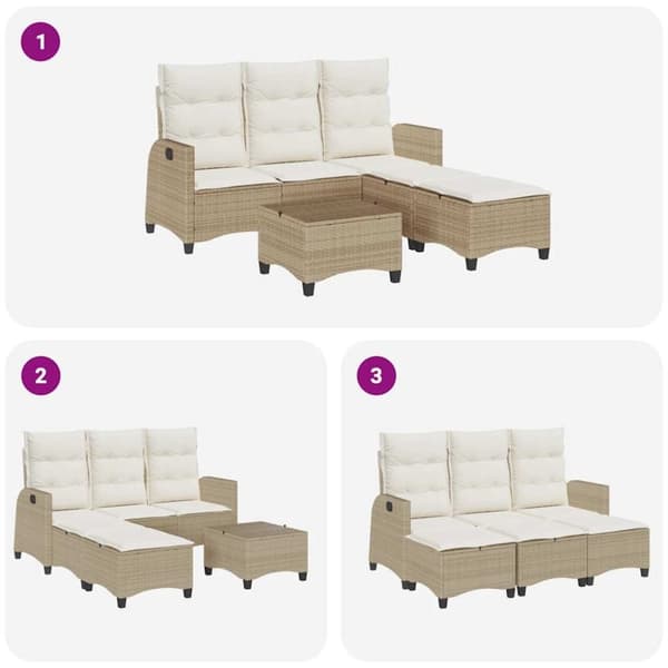 vidaXL Soffgrupp för trädgården 3 delar med dynor L-formad beige
