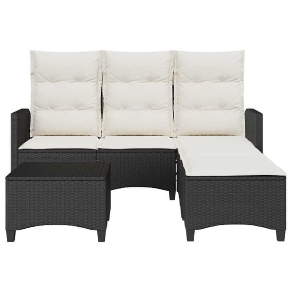 vidaXL sofasæt til haven 3 dele med hynder L-formet polyrattan sort