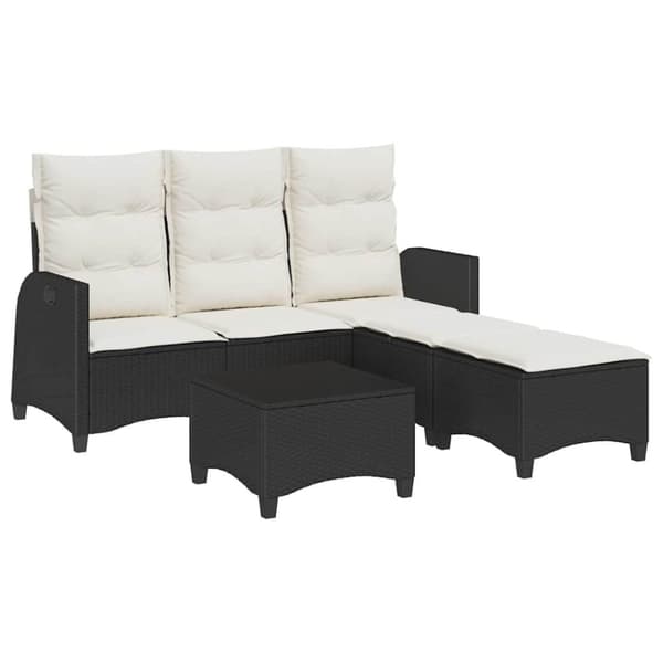 vidaXL sofasæt til haven 3 dele med hynder L-formet polyrattan sort