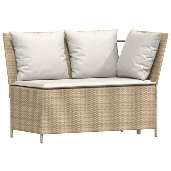 vidaXL Soffgrupp för trädgården 3 delar med dynor beige konstrotting