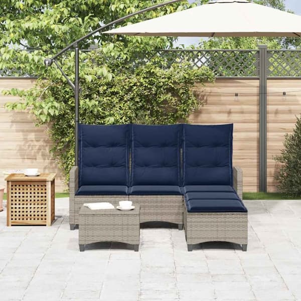 vidaXL sofasæt til haven 3 dele med hynder L-formet polyrattan grå