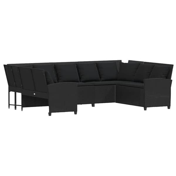 vidaXL havesofa med hynder polyrattan sort