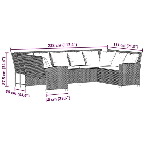 vidaXL havesofa med hynder polyrattan sort