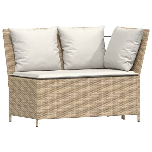 vidaXL sofasæt til haven 4 dele med hynder L-formet polyrattan beige