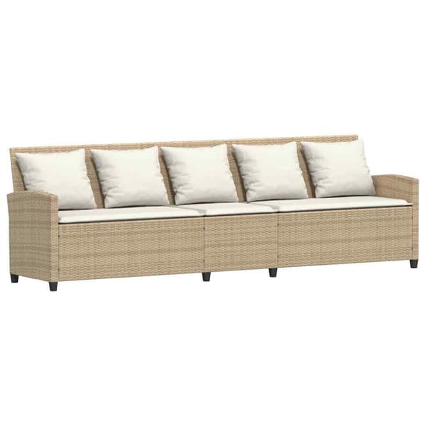 vidaXL sofasæt til haven 4 dele med hynder L-formet polyrattan beige