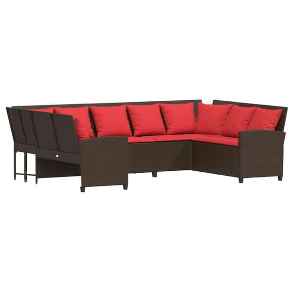 vidaXL havesofa med hynder polyrattan brun
