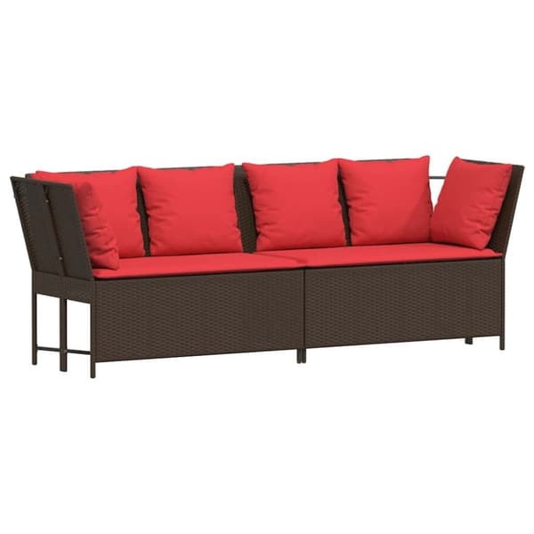 vidaXL havesofa med hynder polyrattan brun