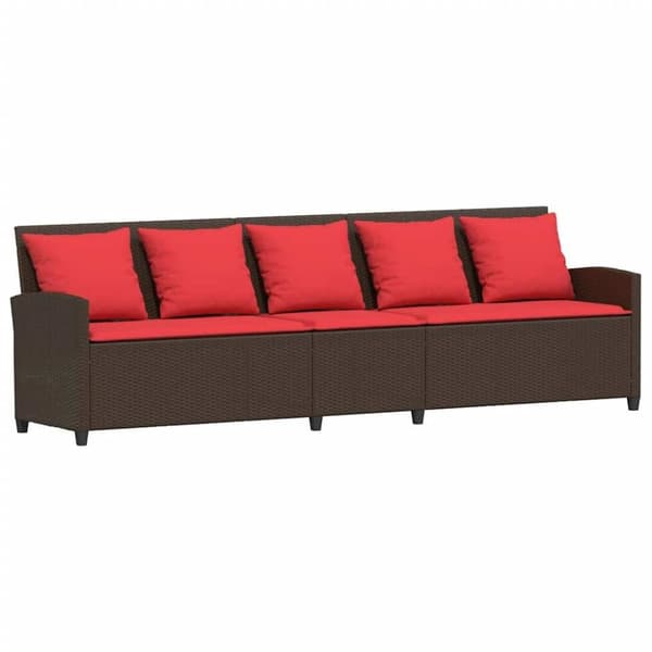 vidaXL havesofa med hynder polyrattan brun