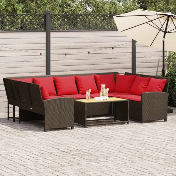 vidaXL havesofa med hynder polyrattan brun