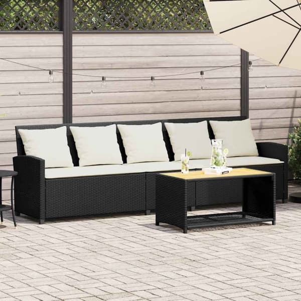 vidaXL 5-personers havesofa med hynder polyrattan sort