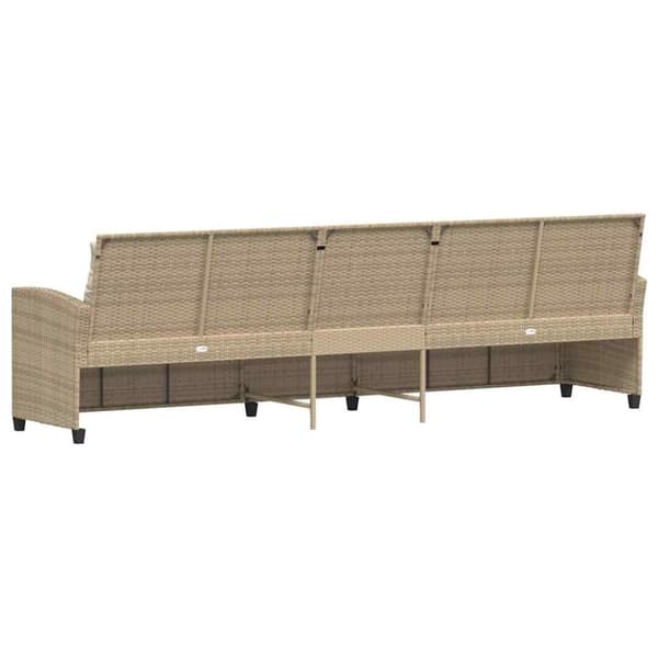 vidaXL Trädgårdssoffa 5-sits med dynor beige konstrotting