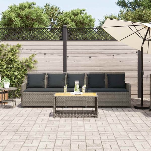 vidaXL 5-personers havesofa med hynder polyrattan grå