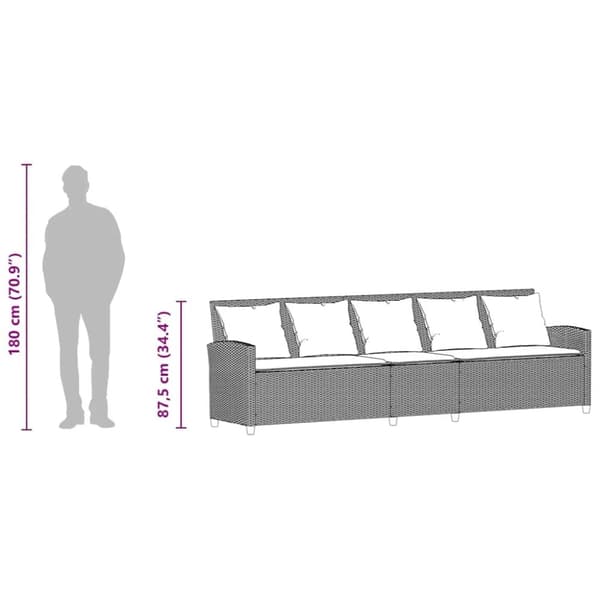 vidaXL 5-personers havesofa med hynder polyrattan grå
