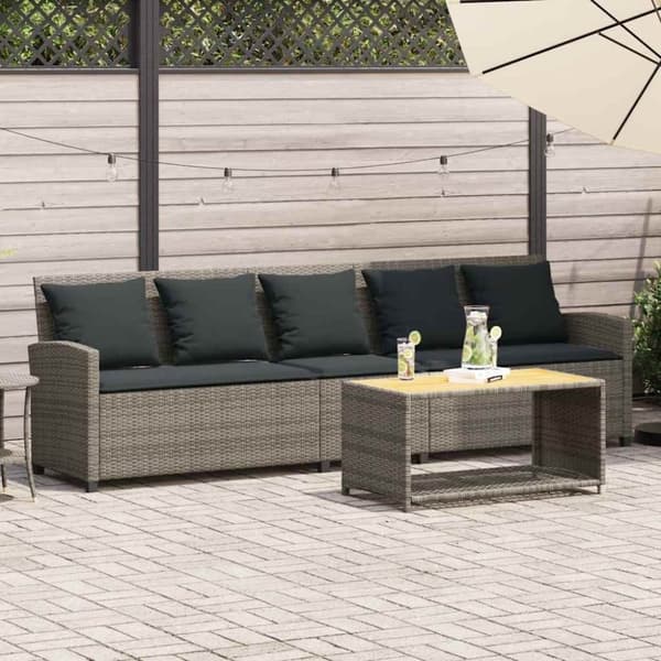 vidaXL 5-personers havesofa med hynder polyrattan grå