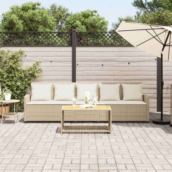 vidaXL 5-personers havesofa med hynder polyrattan beige