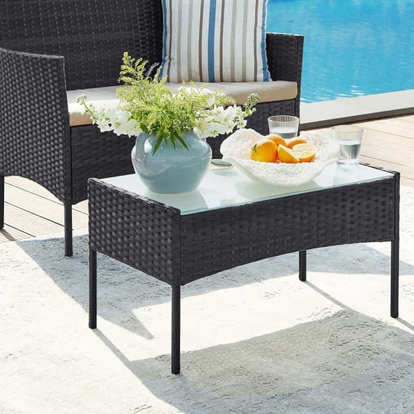 Rootz 4-osainen PE polyrottinkipuutarhahuonekalusetti - Istuinterassi - Outdoor Lounge - Galvanoitu metallirunko - 56,5 cm x 99 cm x 71 cm
