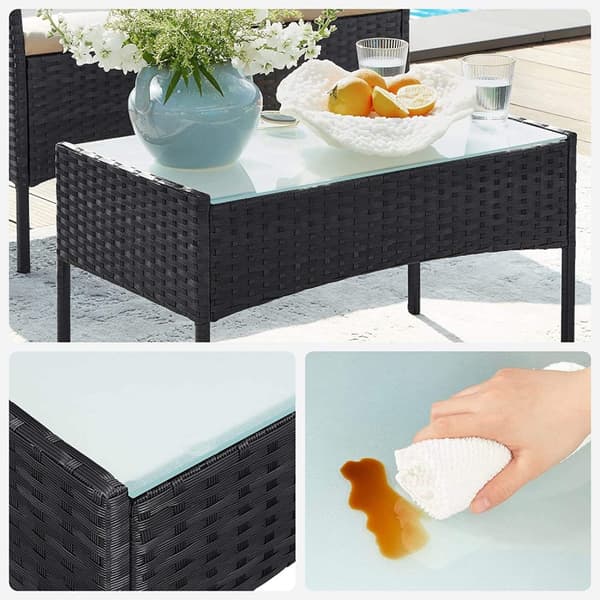 Rootz 4-osainen PE polyrottinkipuutarhahuonekalusetti - Istuinterassi - Outdoor Lounge - Galvanoitu metallirunko - 56,5 cm x 99 cm x 71 cm