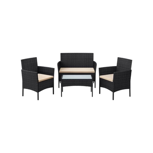 Rootz 4-delt PE Polyrattan Havemøbelsæt - Patio Siddegruppe - Udendørs Lounge - Galvaniseret metalstel - 56,5 cm x 99 cm x 71 cm