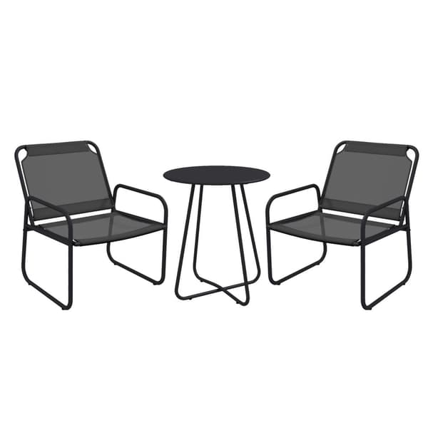 Rootz 3 -osainen puutarhahuonekalusarja - ulkotilojen istuimet - patio -sarja - hengittävä mesh -kangas - pöytä Ø60x72cm, nojatuolit 63x57x82cm - terä