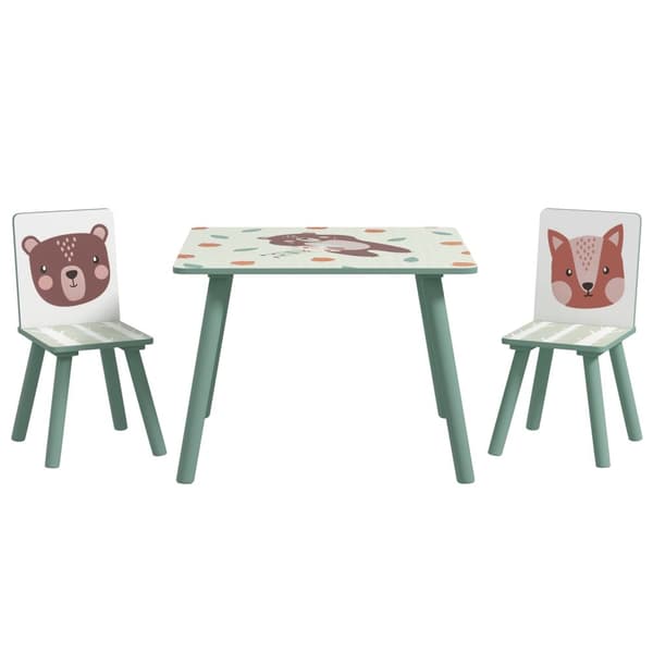 Rootz Children's Seating Group - Barnbordsset - Animal Motiv Furniture - Stimulerar fantasi - 60x60x44cm Tabell + 2 stolar 26,5x26,5x50cm