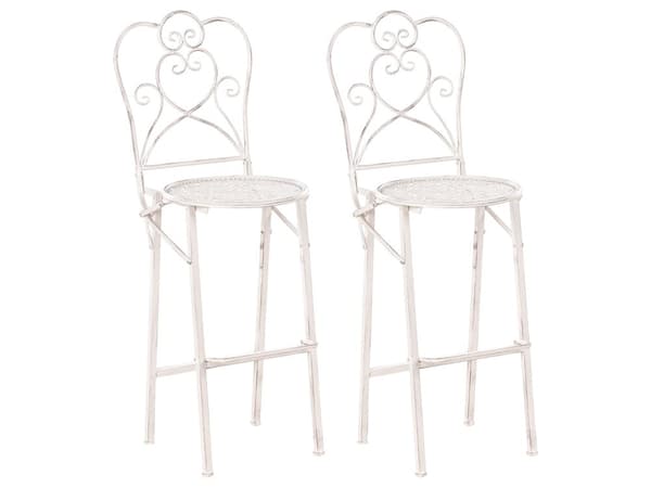 Altanmøbelsæt 2-personers beige metalbord 2 klapstole