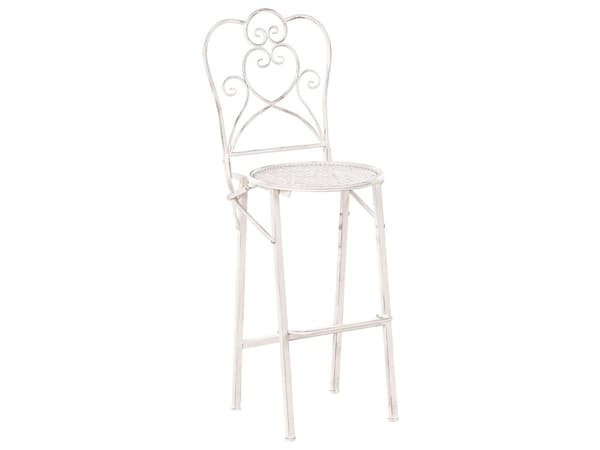 Hagebarsett Beige Jern Sammenleggbart Distressed Metal 2 Stoler Bord Utendørs UV Rustmotstand Fransk Retro Stil