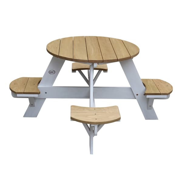 AXI Ufo Piknikpöytä pyöreä 4 lapselle ruskean ja valkoisen värinen | puinen piknikpöytä | 120 x 120 x 56 cm