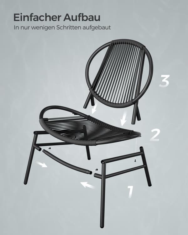 Rootz 3-delt udendørs møbelsæt - Havesæt - Terrassebord og stole - PE Materiale - Vejrbestandig - 50cm x 45cm | 68 cm x 74 cm x 78 cm