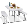 Miniatyrbild 4 av 4: Springos® Utomhusmöbelset Trädgårdsbord 2 vikbara bänkar