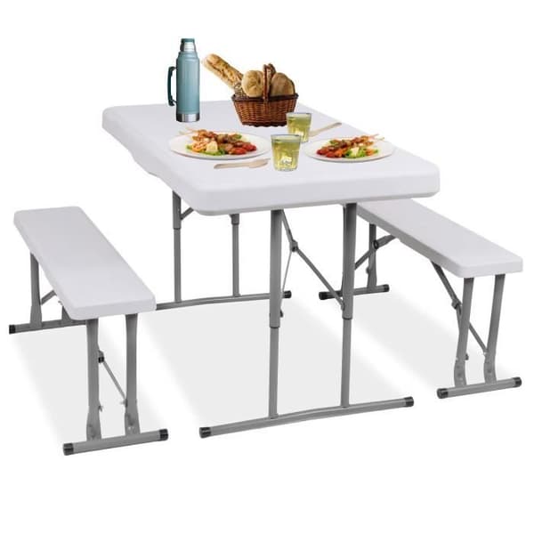 Springos® Utomhusmöbelset Trädgårdsbord 2 vikbara bänkar