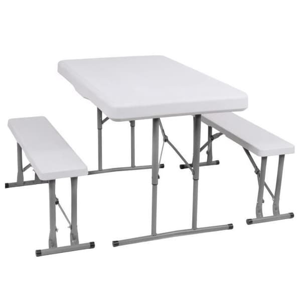 Springos® Utomhusmöbelset Trädgårdsbord 2 vikbara bänkar