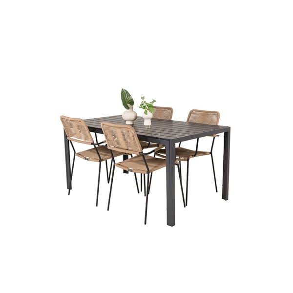 BreakLindos hagesett 1 spisebord, 4 stoler svart.