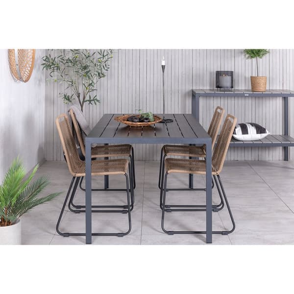 BreakLindos hagesett 1 spisebord, 4 stoler svart.